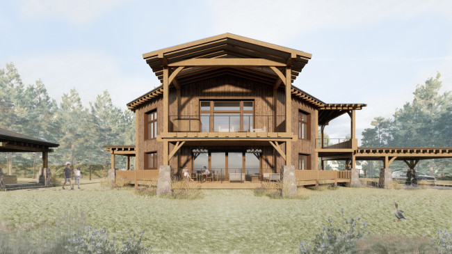 Photo of the Temenos Passive Timberframe Octagon project